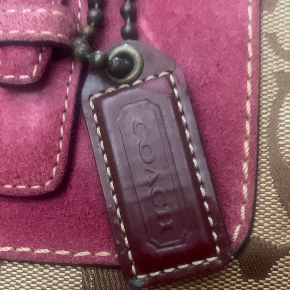 Coach Suede Tan and Wine Signature Tote FIRM!!! - Picture 8 of 16